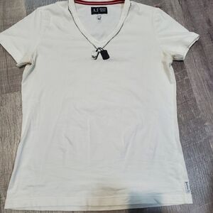 Armani Jeans White V-Neck Tee